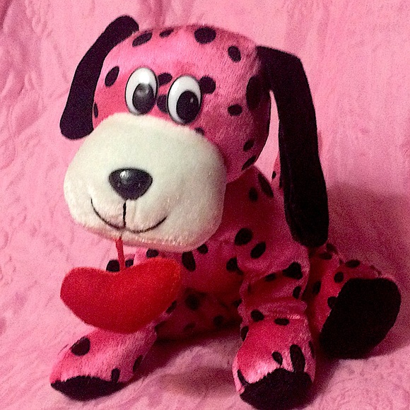 Fiesta Other - ⭐️ Cute Plushie Pink Black Spot Dog w/ Heart